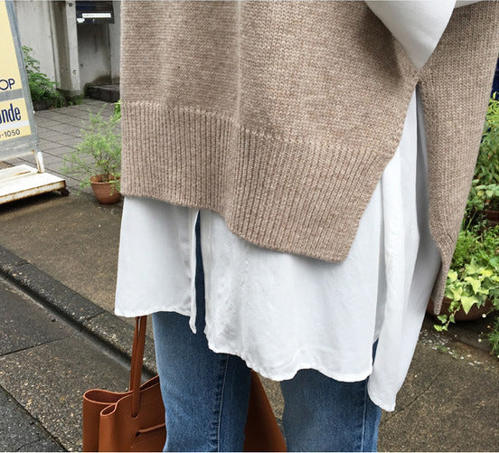 Loose Lazy Split Sweater Vest