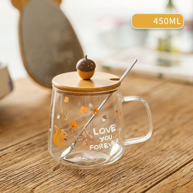 Cute Straw Glass Transparent Mug Heat Resistant