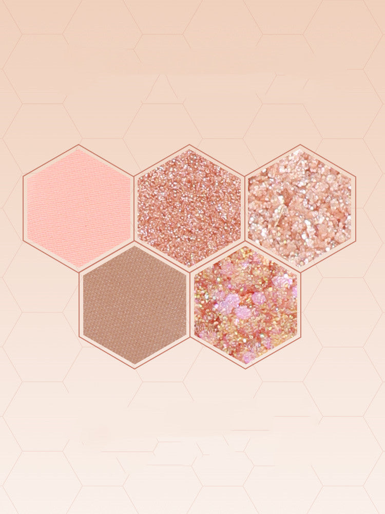 Honeycomb Diamond Eyeshadow Palette Honey Tea Orange Brown Matte Pearlescent Glitter Color Daily