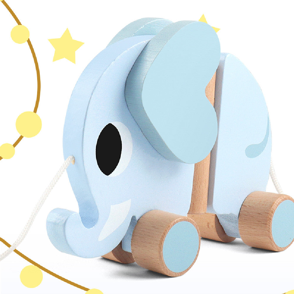 Children's Elephant Drawstring Wooden Trailer