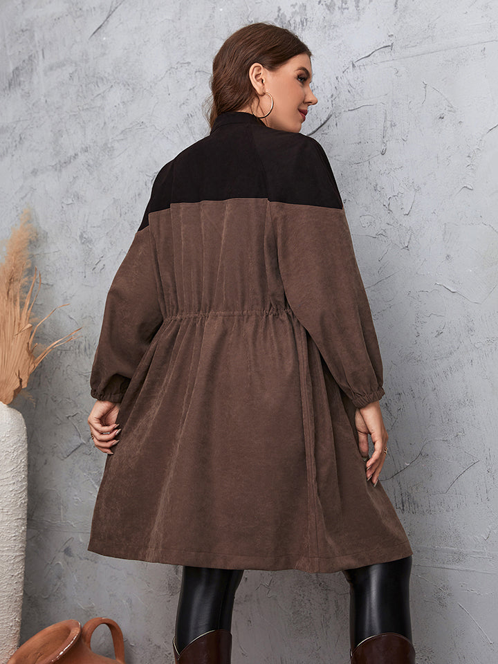 Plus Size Two-Tone Dropped Shoulder Trench Coat