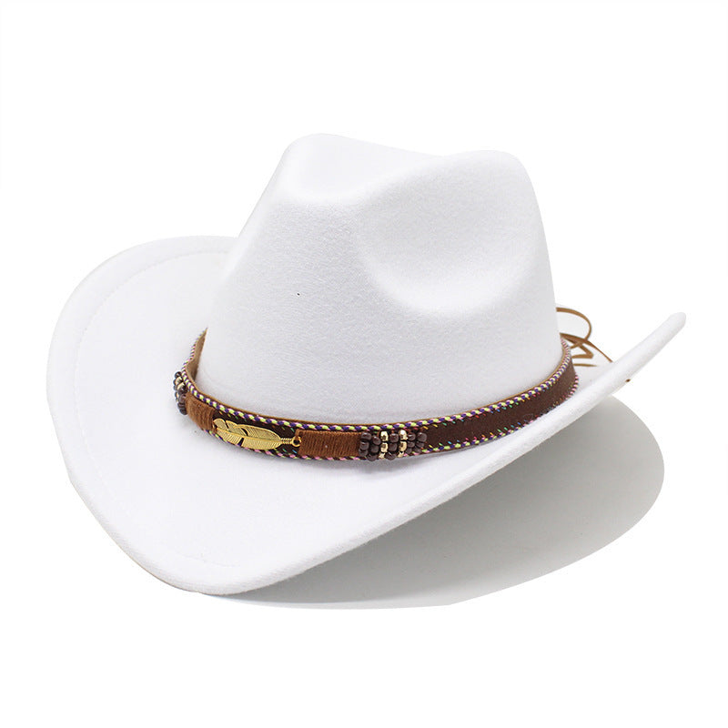 Ethnic Style Metal Feather Western Denim Hat