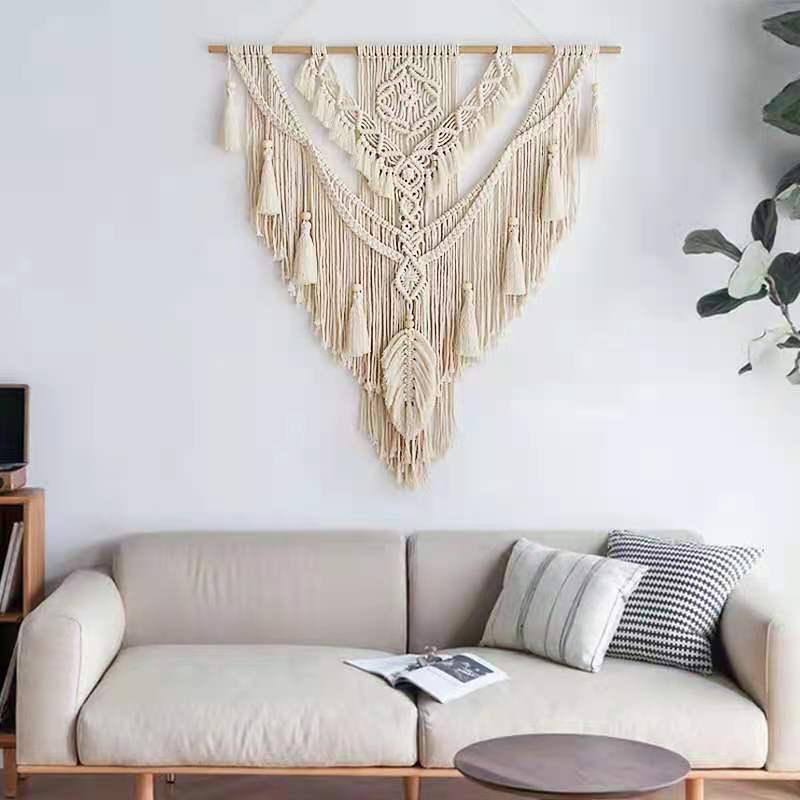 Nordic Bohemian Lace Fringe Handwoven Tapestry