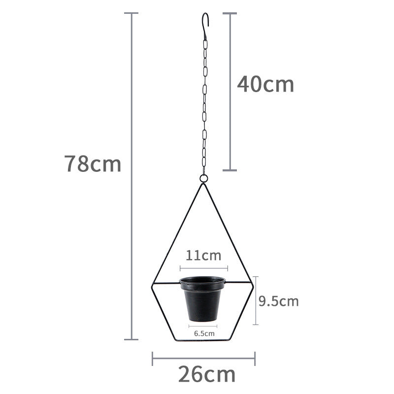 Creative Pentagonal Dangling Hanging Round Iron Flower Pot Planter