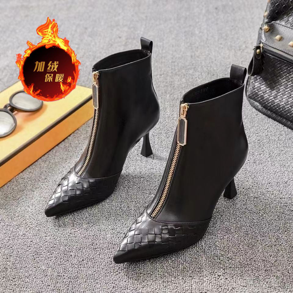 Pointed Toe Stiletto Heel Ankle Boots For Women