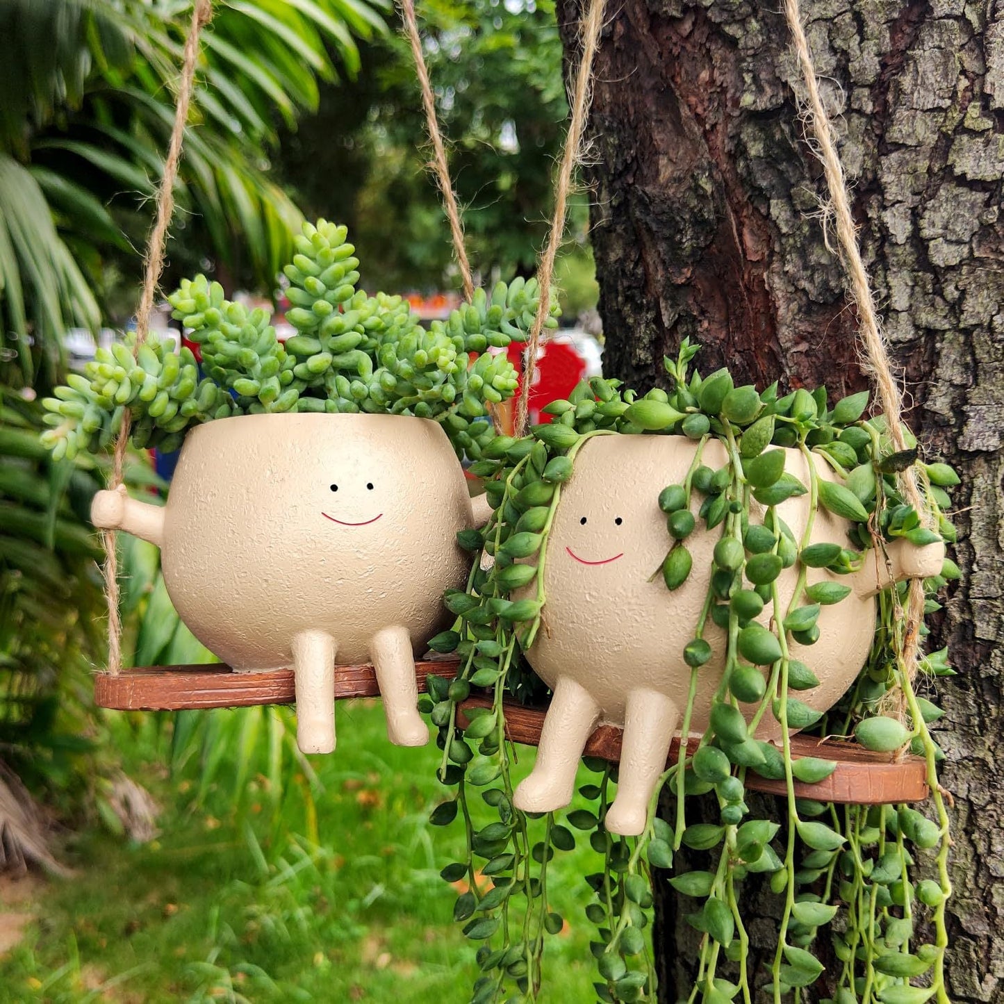 Innovative Hanging Swing Face Flowerpot