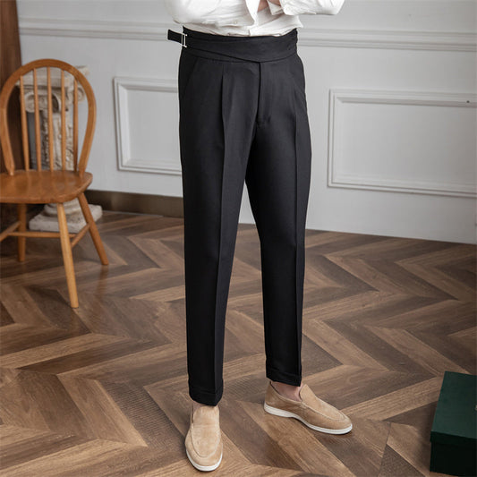 Men's Anti-wrinkle Casual Trousers High Waist Straight