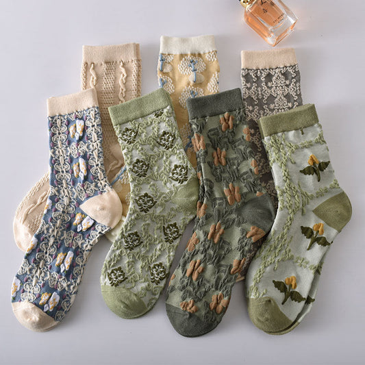 Women's Fashionable All-match Retro Embossed Socks