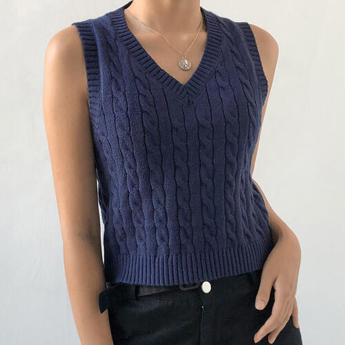 Cable-knit V-Neck Sweater Vest