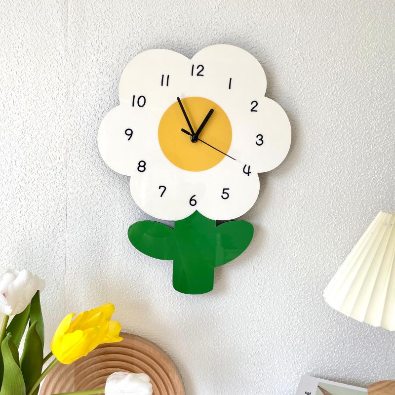 Simple Flower Creative Literary Cartoon Wall Clock