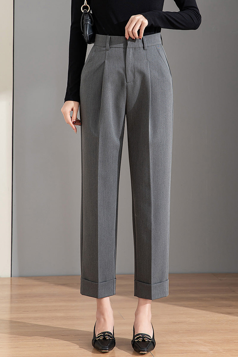 Women's Straight Loose High Waist Draped Casual Pants