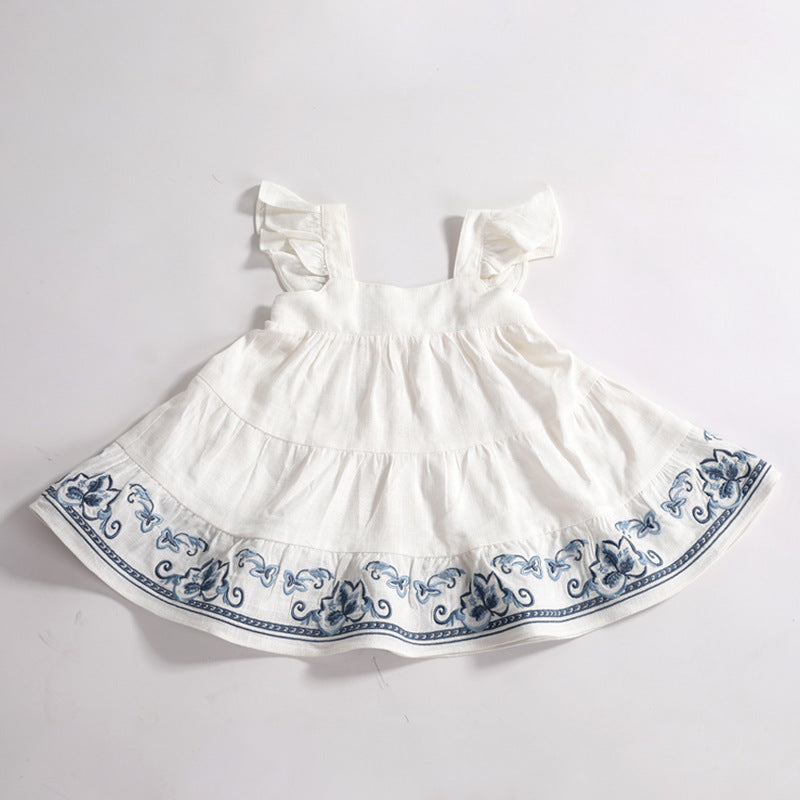 Infant Cotton And Linen Dress Baby Girl Summer Vest Dress