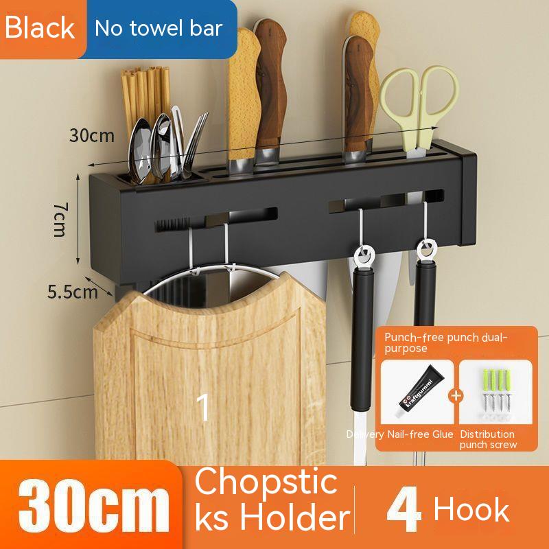 Kitchen Stainless Steel Knife Holder Punch-free Chopstick Canister Storage Hook Rack