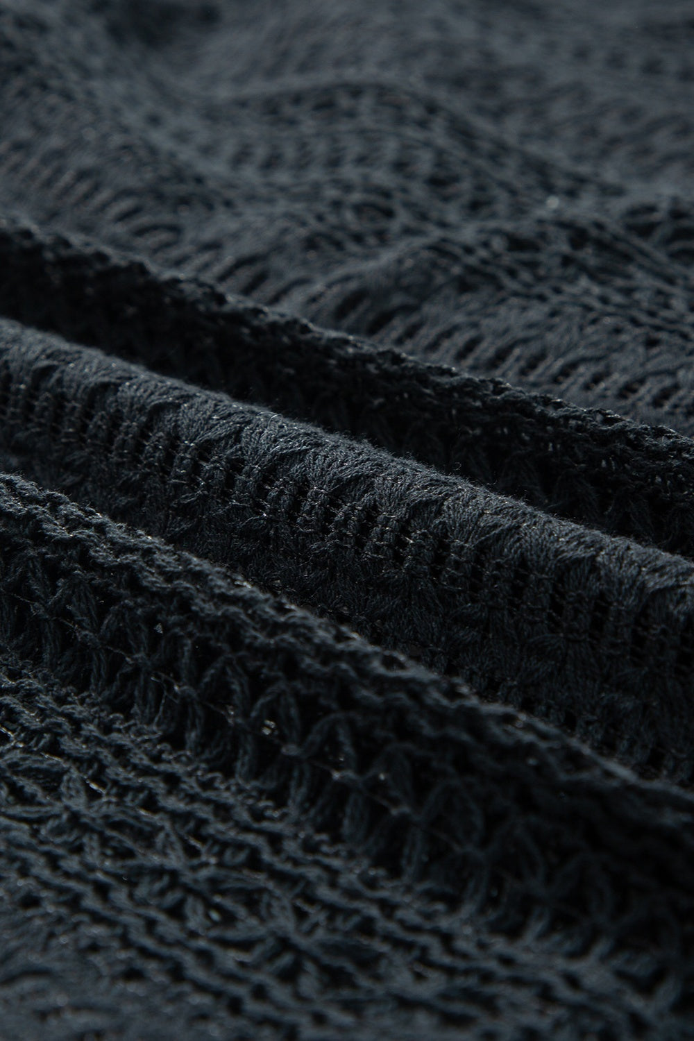 Openwork Collared Neck Long Sleeve Shirt