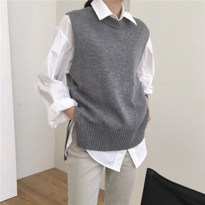 Loose Lazy Split Sweater Vest