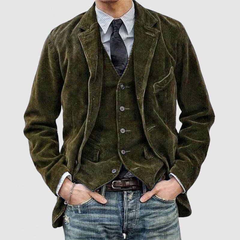 Corduroy Suit Casual Solid Color Coat