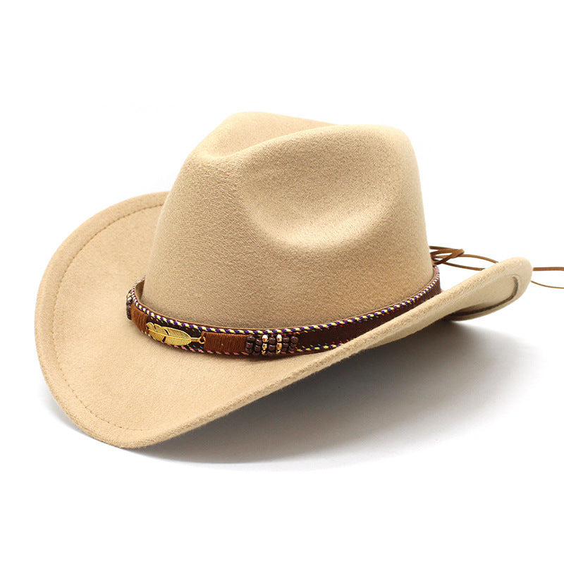 Ethnic Style Metal Feather Western Denim Hat