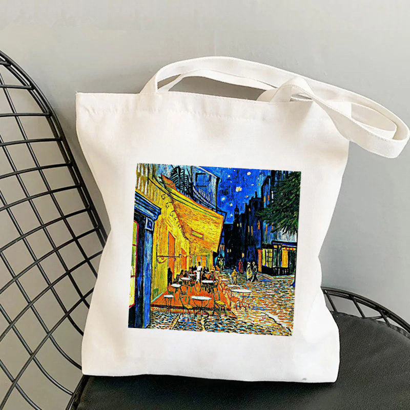 Art Printed One-shoulder Folded Bag Shopping Bag Canvas Bag Student