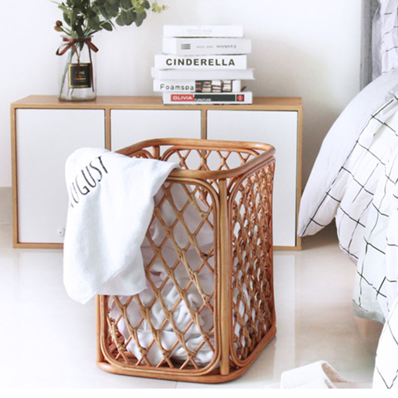 Handmade Rattan Laundry Basket Square