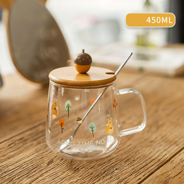 Cute Straw Glass Transparent Mug Heat Resistant