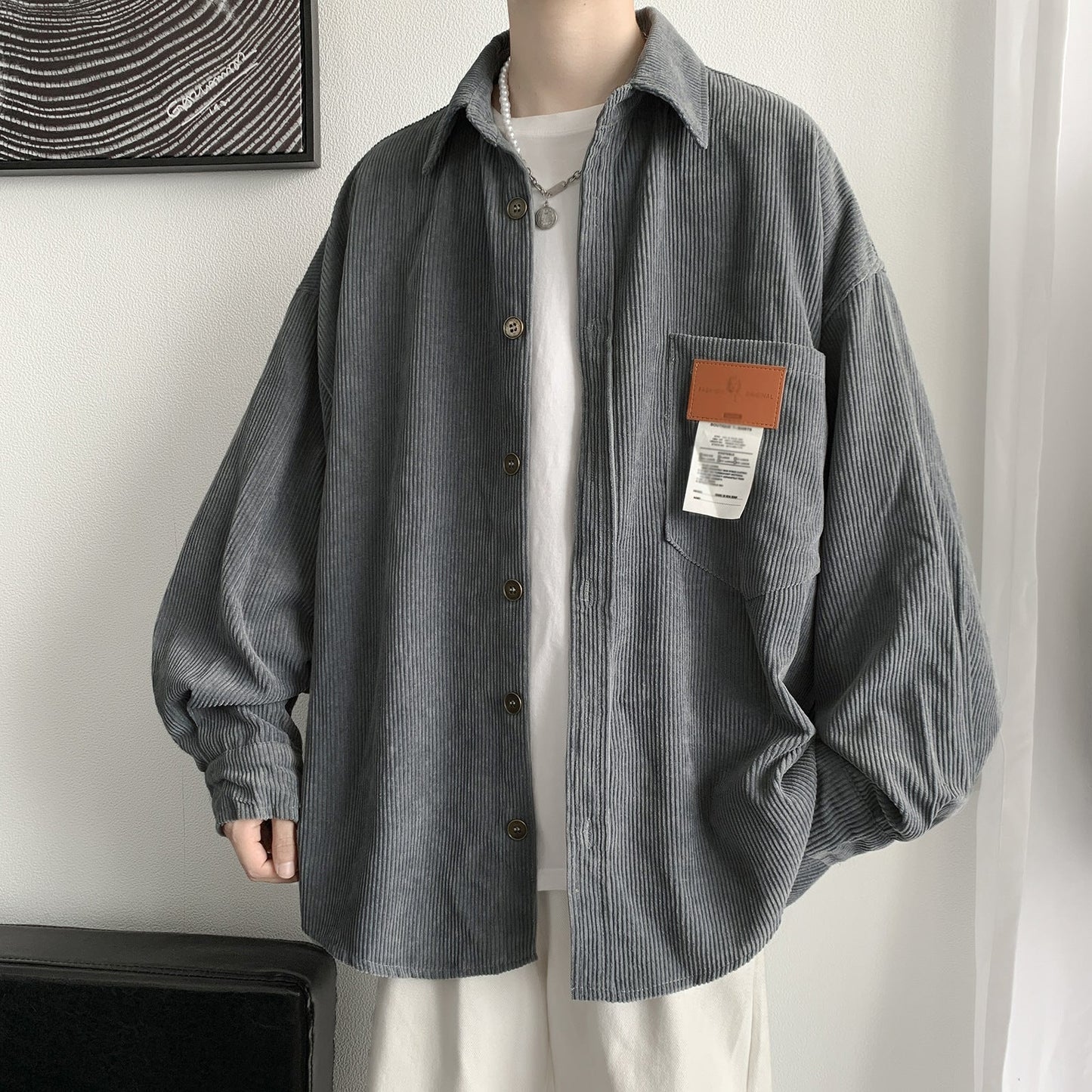 Men's Fashion Casual Loose Corduroy Coat Top