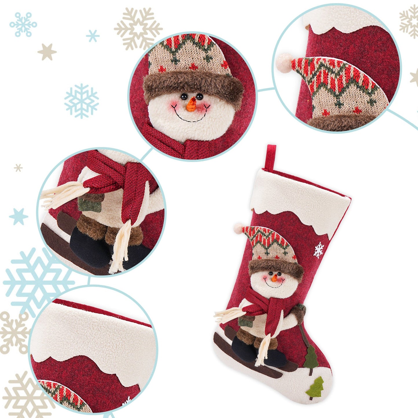 Santa Claus Snowman Elk Holiday Stocking Gift Bag Decorations