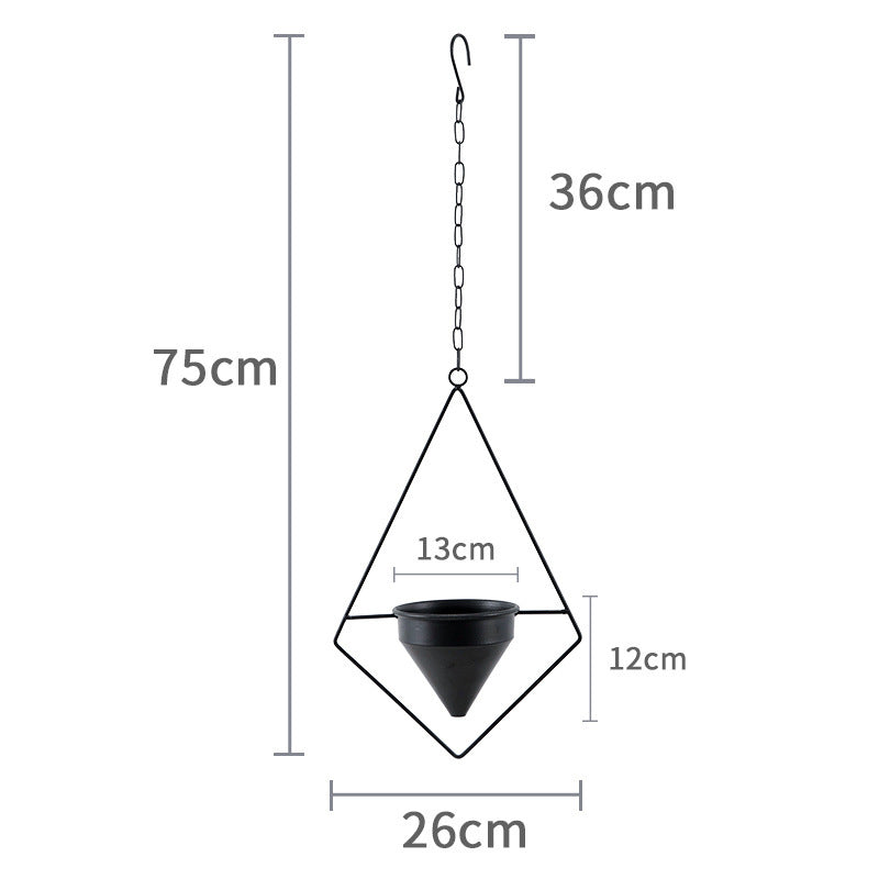 Creative Pentagonal Dangling Hanging Round Iron Flower Pot Planter