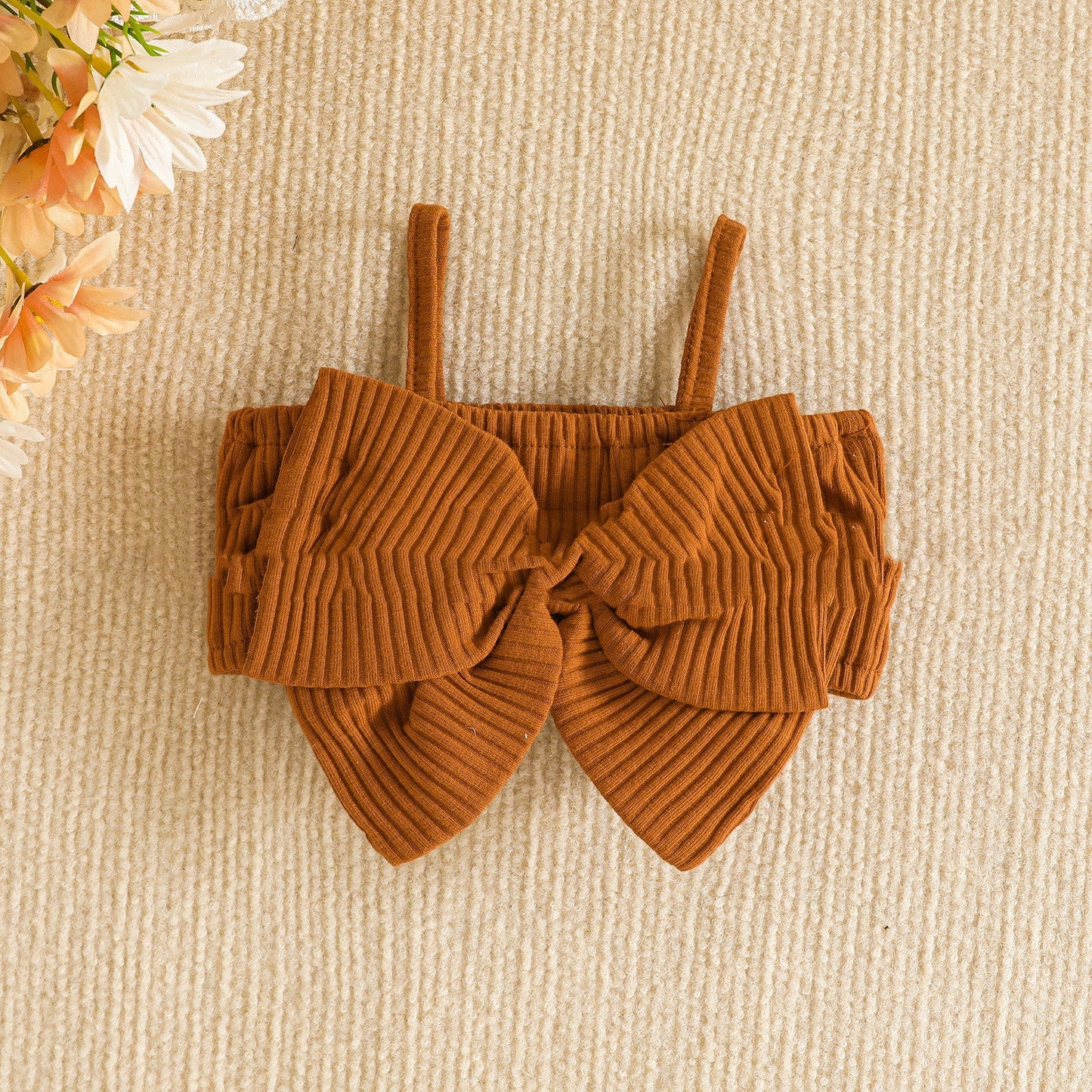 Summer New Sisters Outfit Bow Suspenders Short Top And Trousers Suit