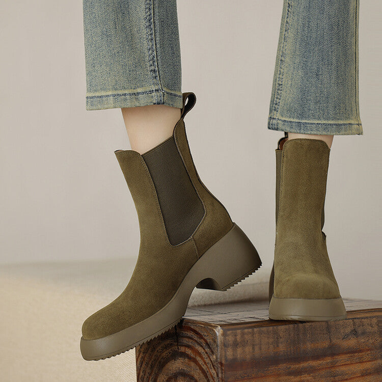 Women's Elastic Suede Platform Boots