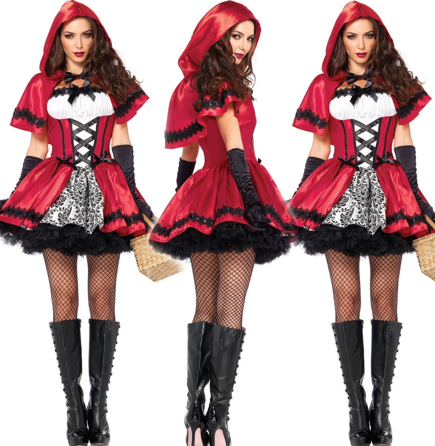 Women's Casual Simple Halloween Uniform Set Red Riding Hood