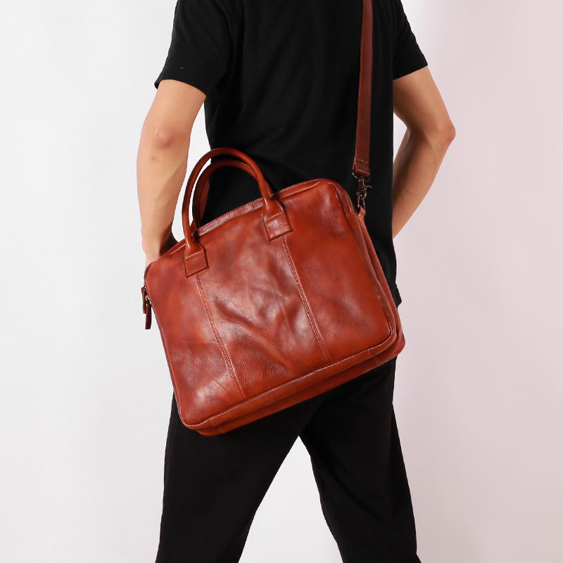 Retro Leather Men's Bag Handbag Top Layer Of Cowhide One-shoulder