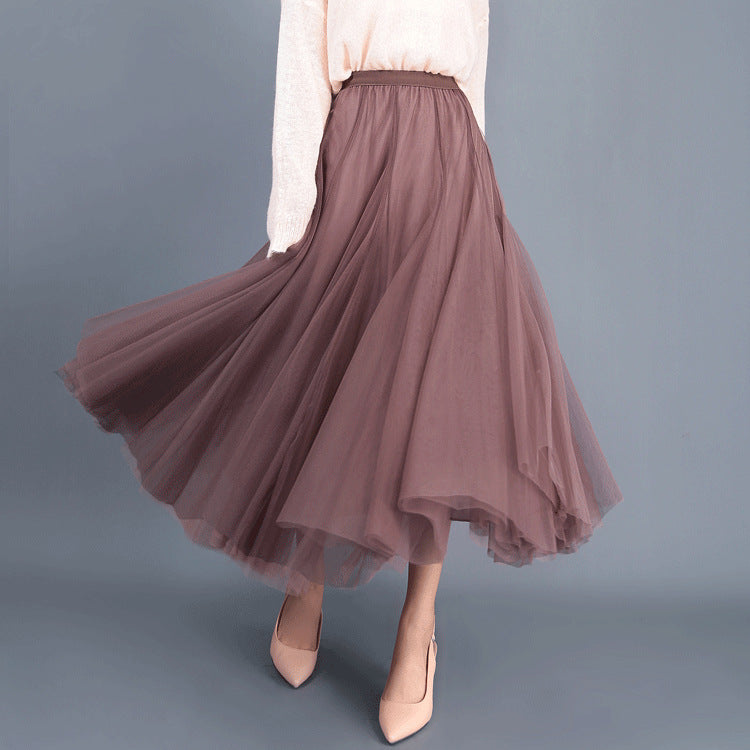 Spring Swing Puffy Ankle-length Skirt High Waist Slim Fit Fairy Skirt