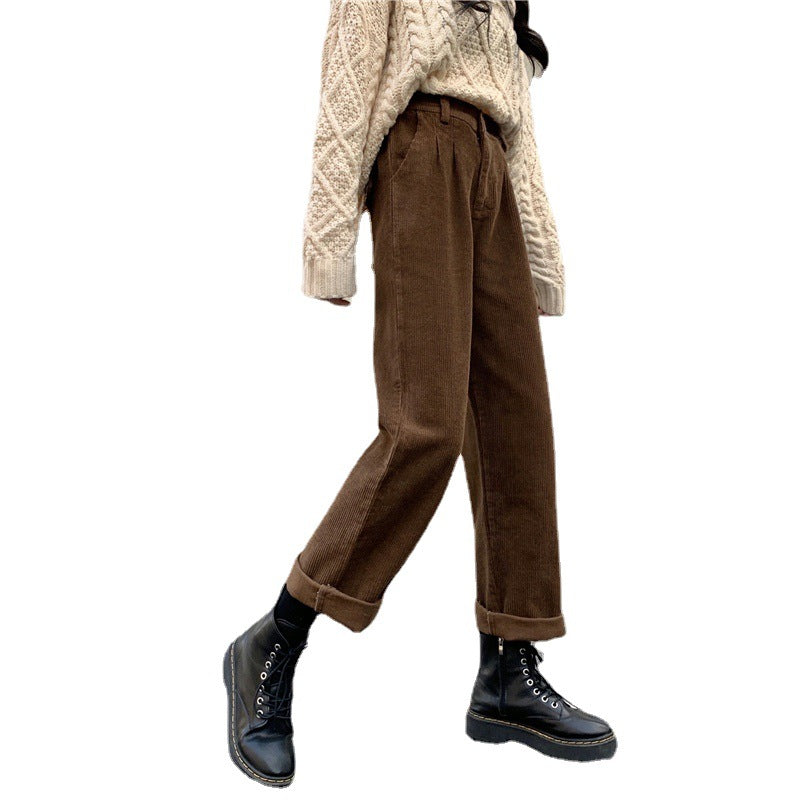 Women's Retro Corduroy Suit Versatile Casual Wide-leg Pants