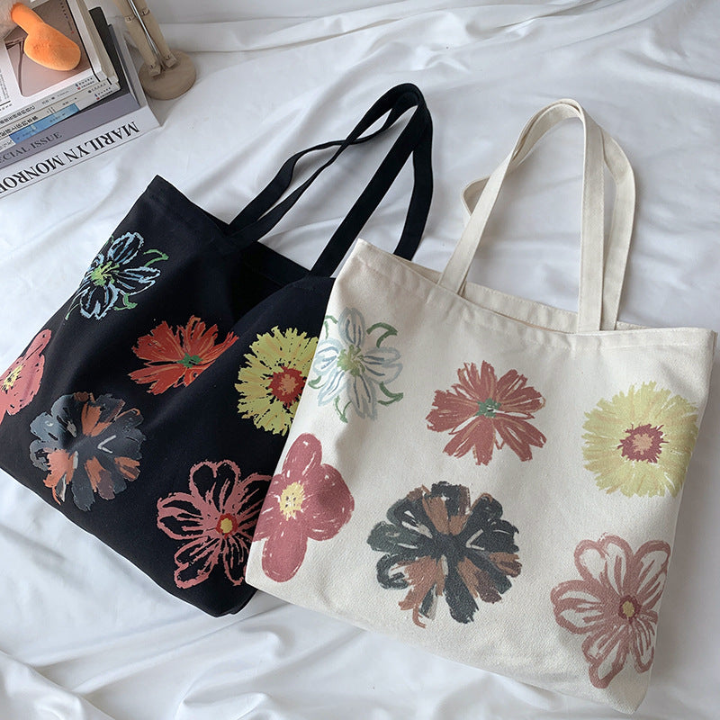 Painted Canvas Simple Handheld Shoulder Bag