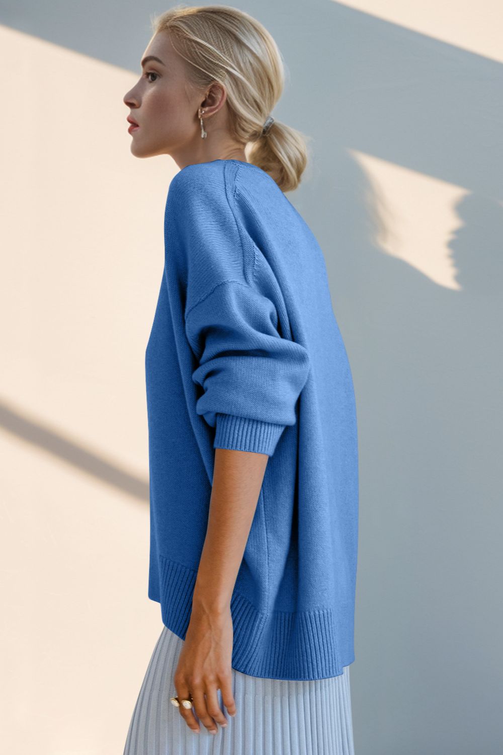 Basic Bae Round Neck Dropped Shoulder Sweater