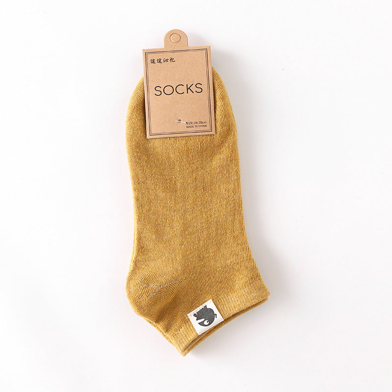 Retro Solid Color Low Waist Shallow Mouth Socks