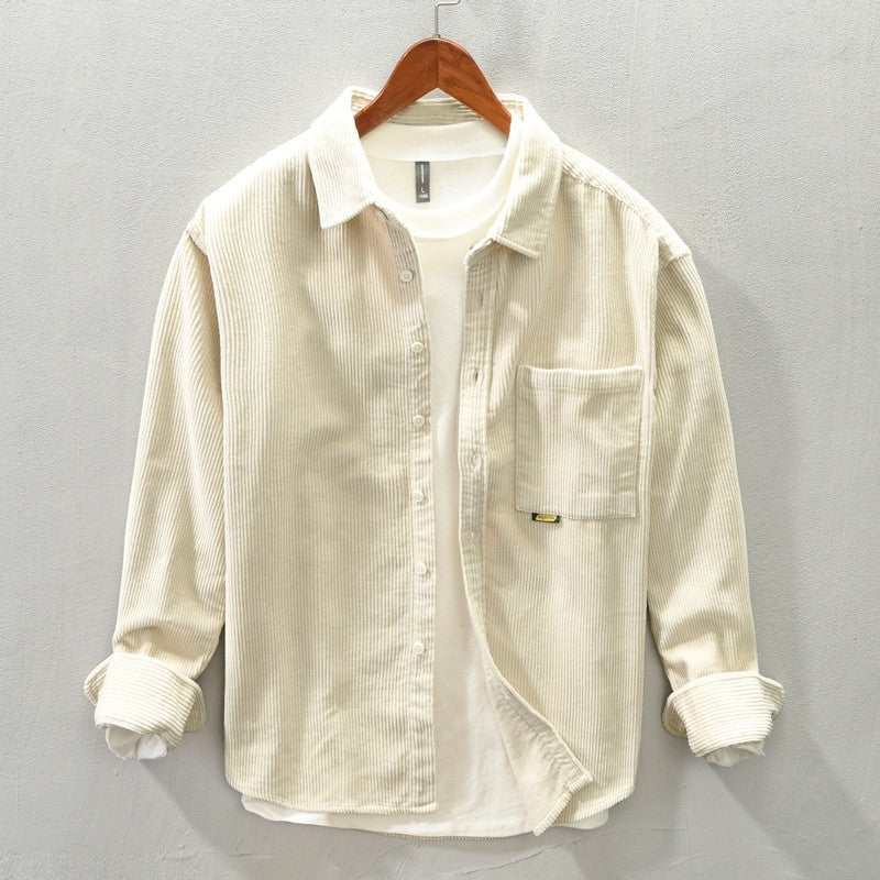 Long Sleeved Corduroy  Cotton Casual Men's Spring And Autumn Outer Wear Shirt