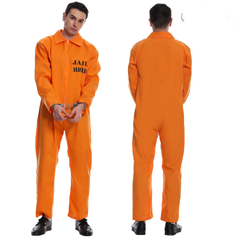 Halloween Big Men And Women Love Orange Prisoner Party Costume