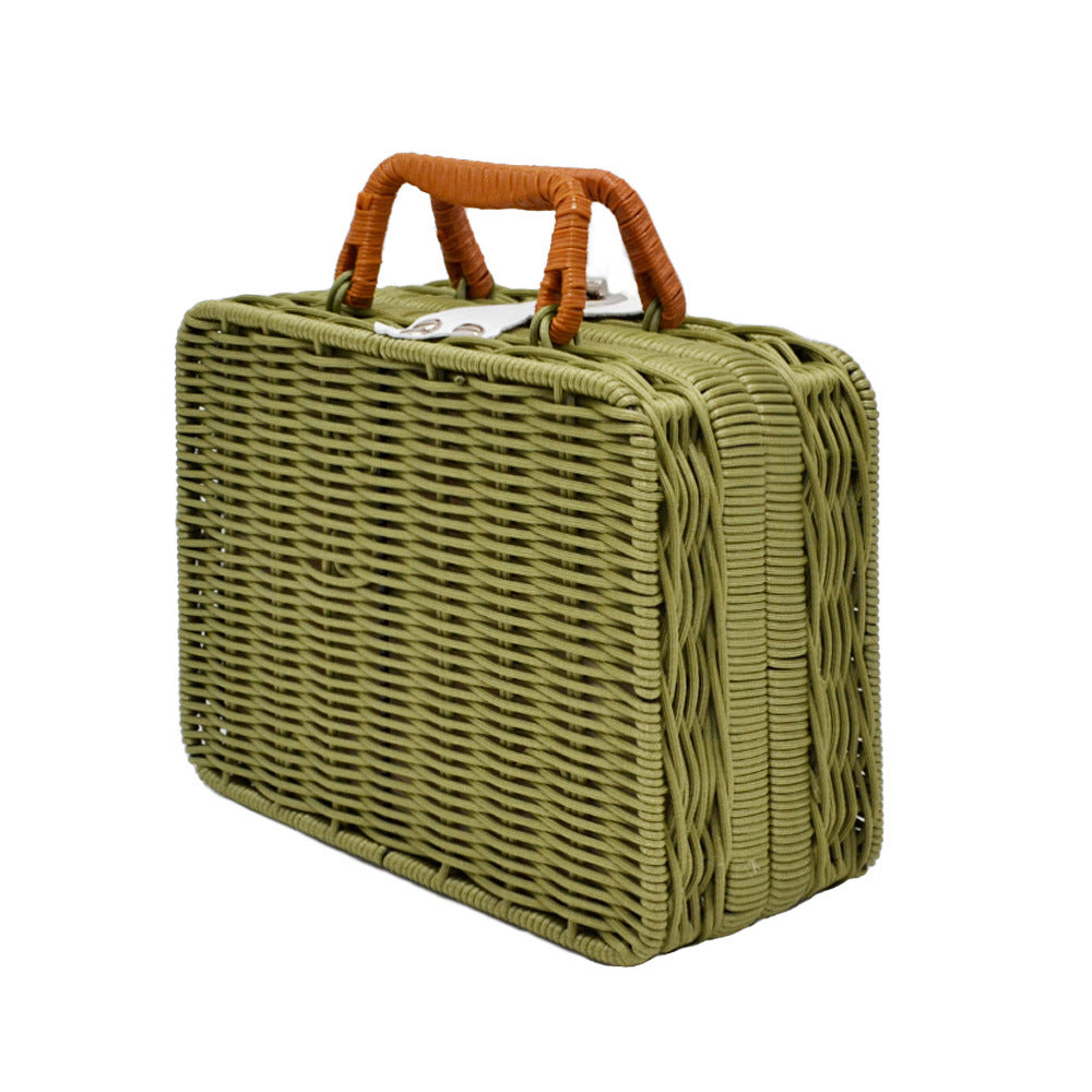 Vintage Rattan Woven Picnic Storage Box