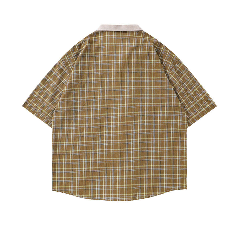 Fashion Plaid Short Sleeve Shirt Men