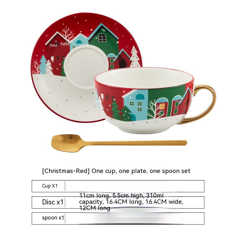 Ins Christmas Ceramic Tea Cup Dish Set