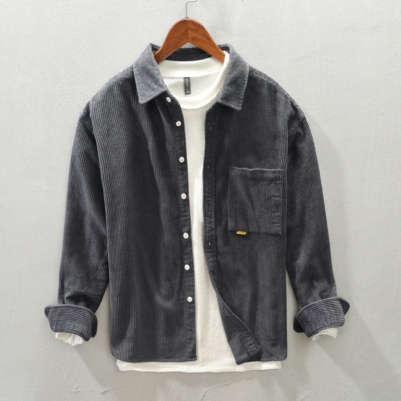 Long Sleeved Corduroy  Cotton Casual Men's Spring And Autumn Outer Wear Shirt