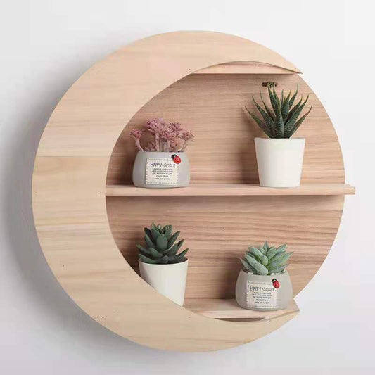 Wooden Moon Wall Shelf Wall-mounted