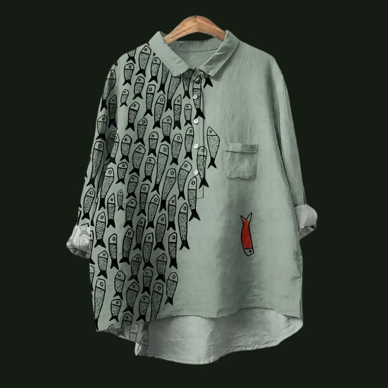 Relax Fit Fish Print Shirt