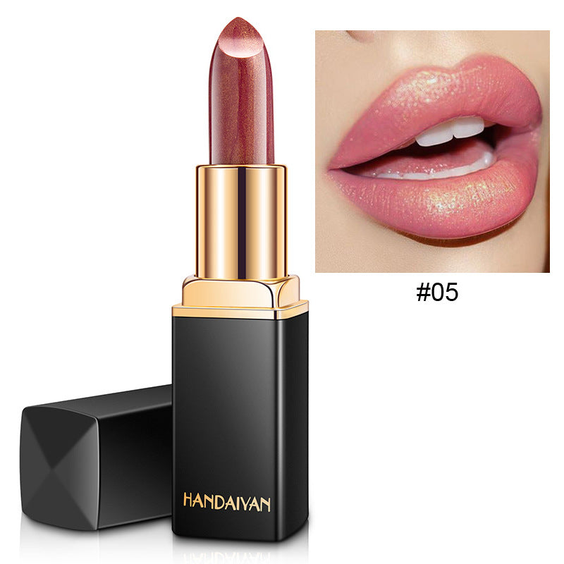 Han Daiyan Mermaid Shiny Metallic Lipstick Pearlescent Color Changing Temperature