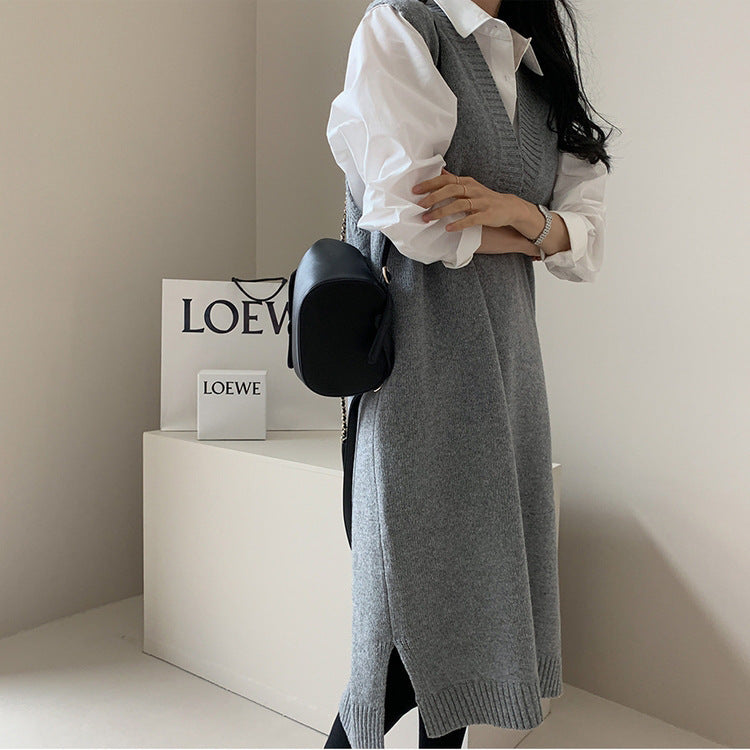 Intellectual Wool Sleeveless Knit Vest Dress