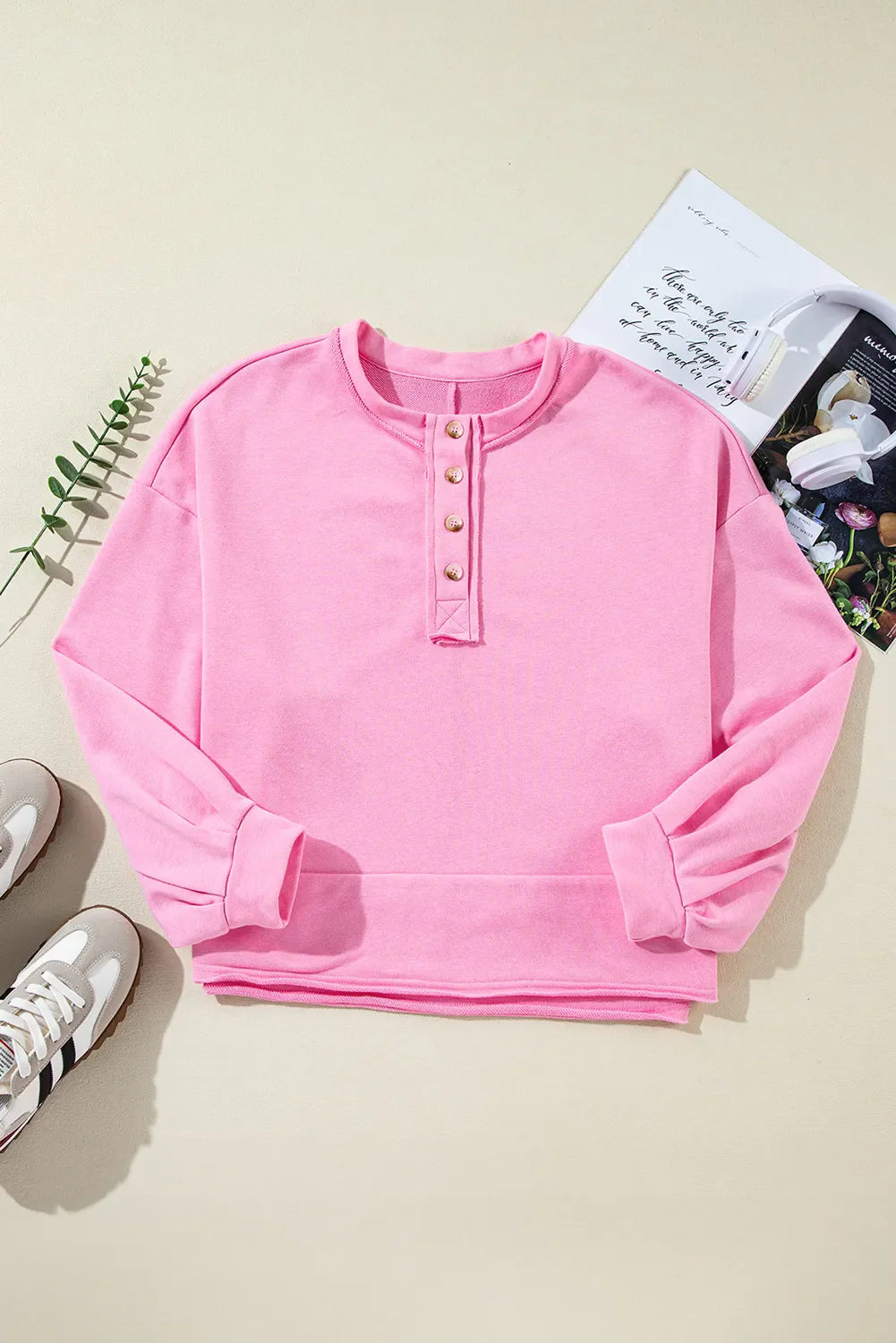 Half Button Long Sleeve Sweatshirt