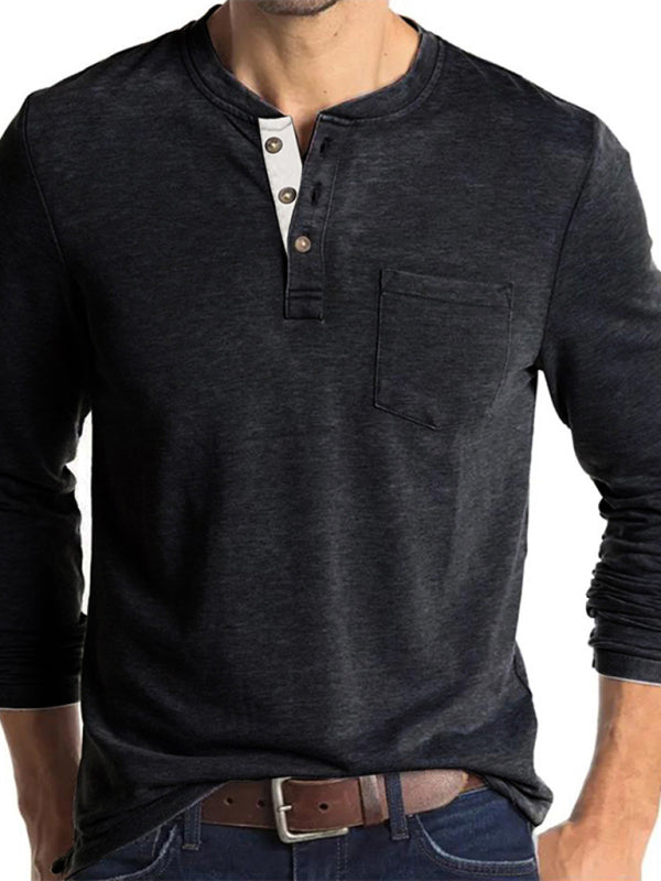 Men's Solid Color Long Sleeve T Shirt