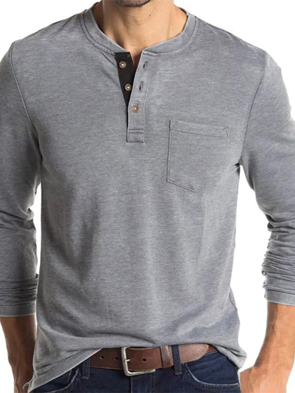 Men's Solid Color Long Sleeve T Shirt