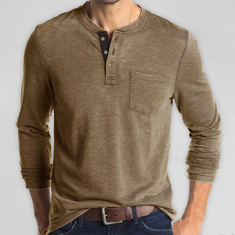 Men's Solid Color Long Sleeve T Shirt